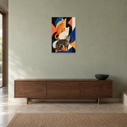 Affiche Trois chats – Composition moderne dans une entrée ou un couloir - Art Virtuoso