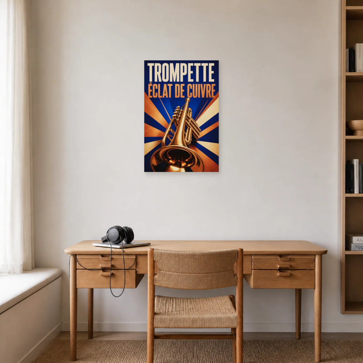 Affiche Trompette – Éclat de cuivre dans un bureau - Art Virtuoso