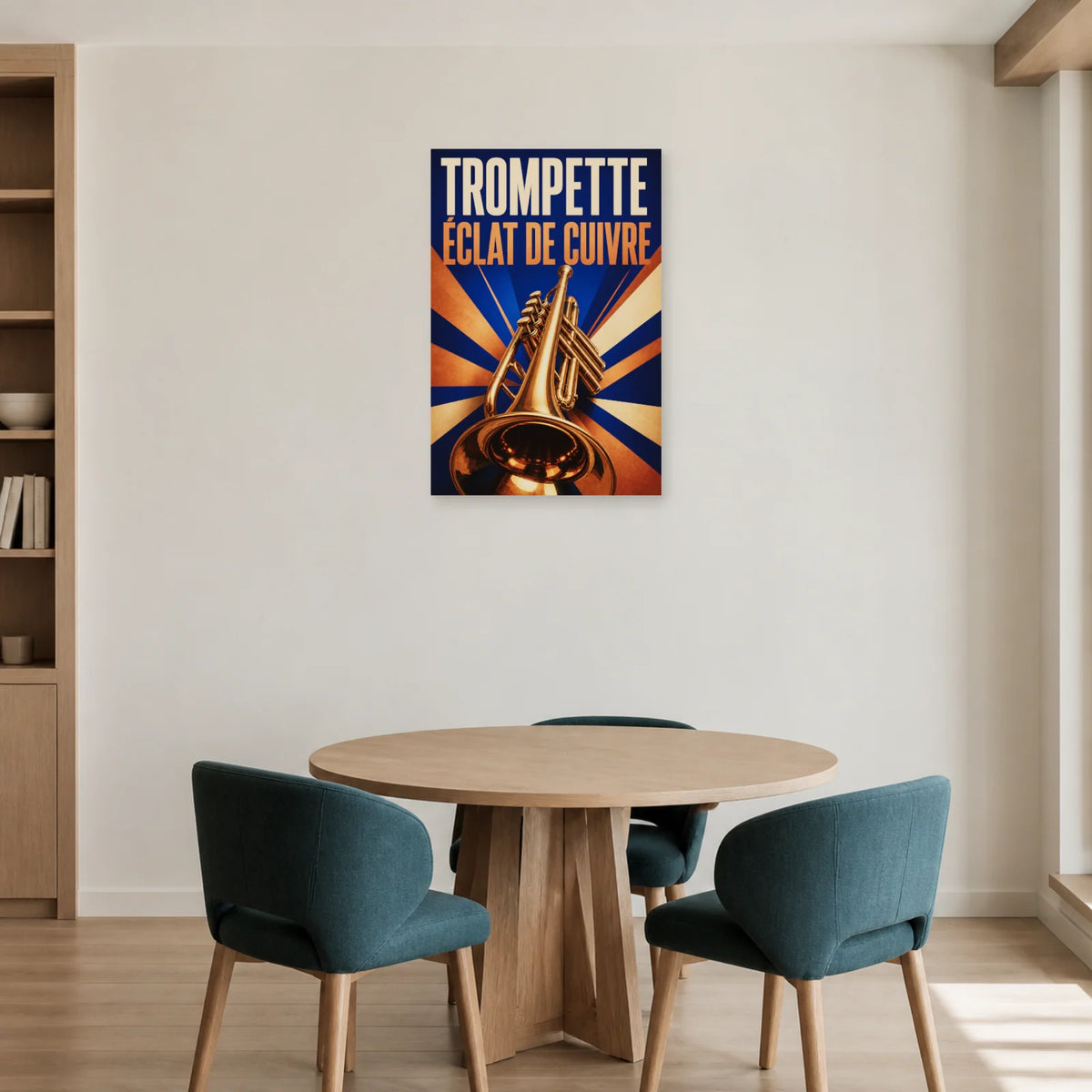 Affiche Trompette – Éclat de cuivre dans une salle à manger - Art Virtuoso