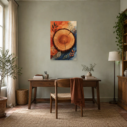 Affiche Tronc coupé – Mémoire de la terre dans un bureau - Art Virtuoso