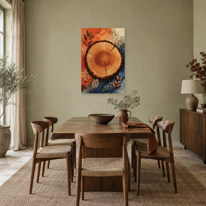 Affiche Tronc coupé – Mémoire de la terre dans une salle à manger - Art Virtuoso