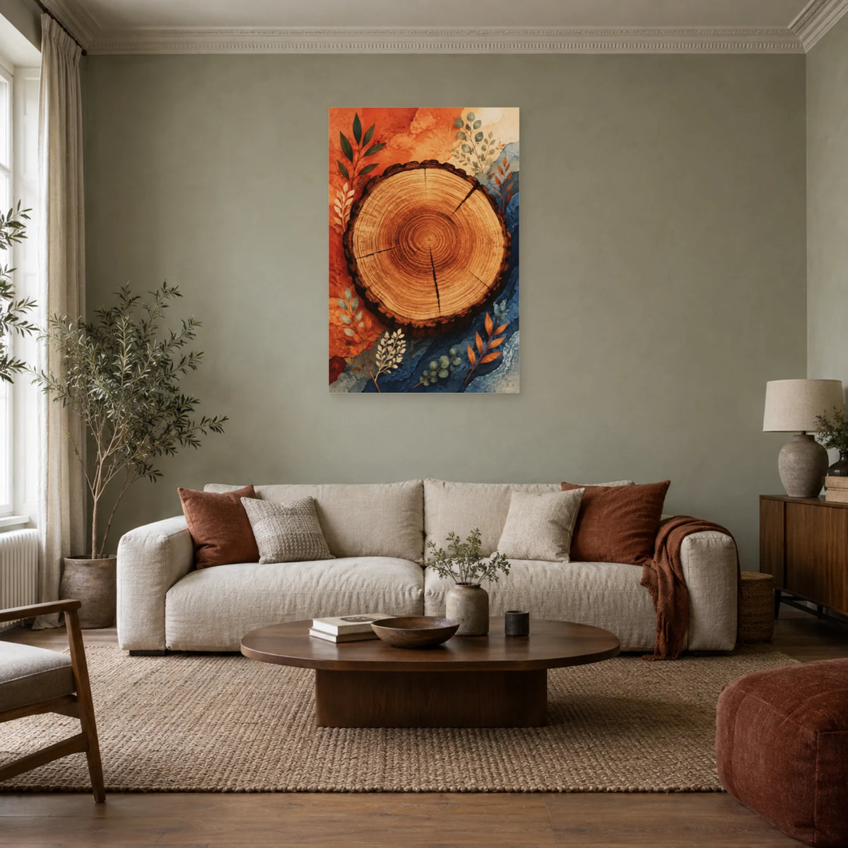 Affiche Tronc coupé – Mémoire de la terre dans un salon - Art Virtuoso
