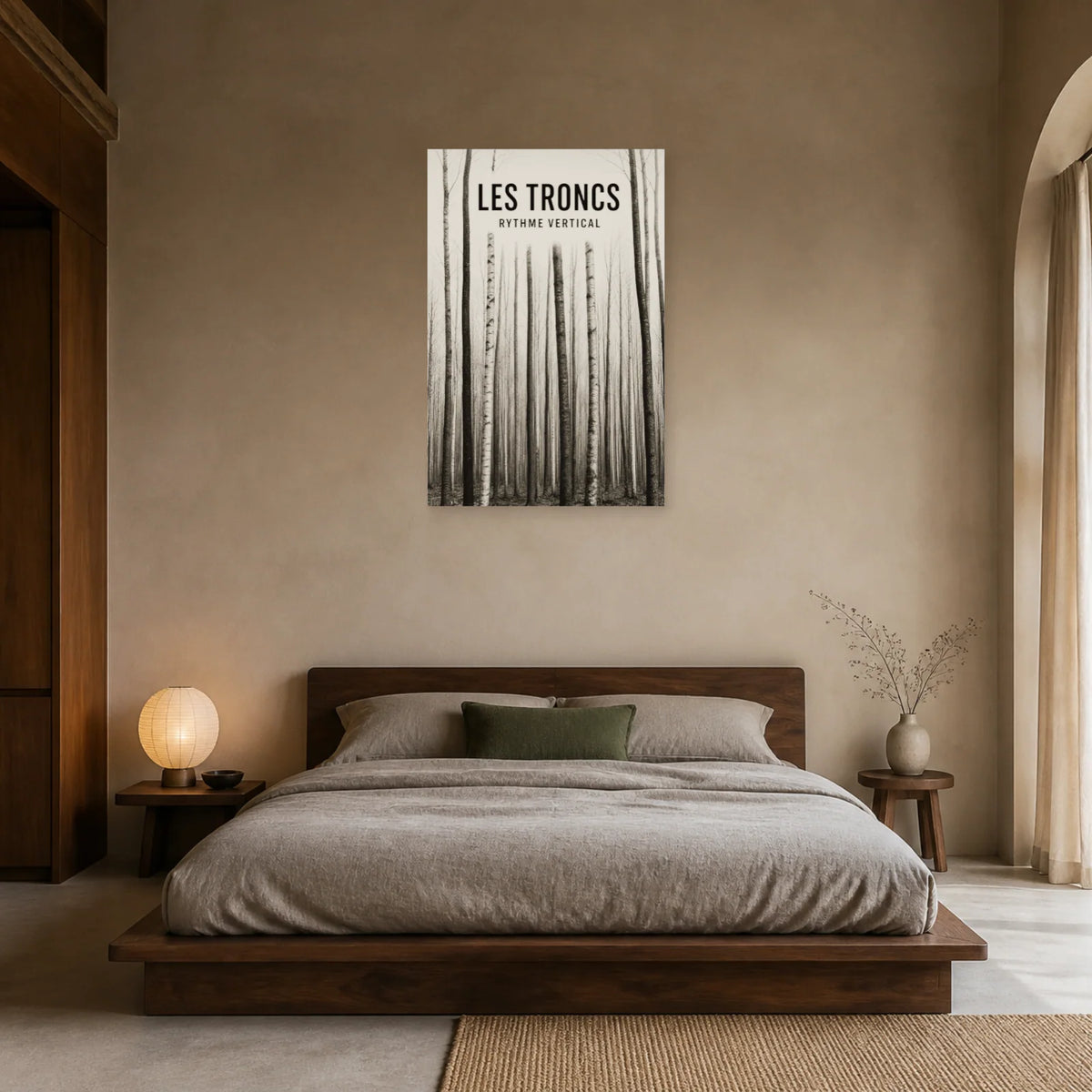 Affiche Les troncs – Rythme vertical dans une chambre - Art Virtuoso