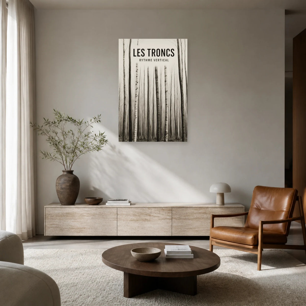 Affiche Les troncs – Rythme vertical dans un salon - Art Virtuoso