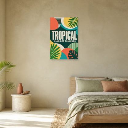 Affiche Tropical Club – Couleurs rétro dans une chambre - Art Virtuoso