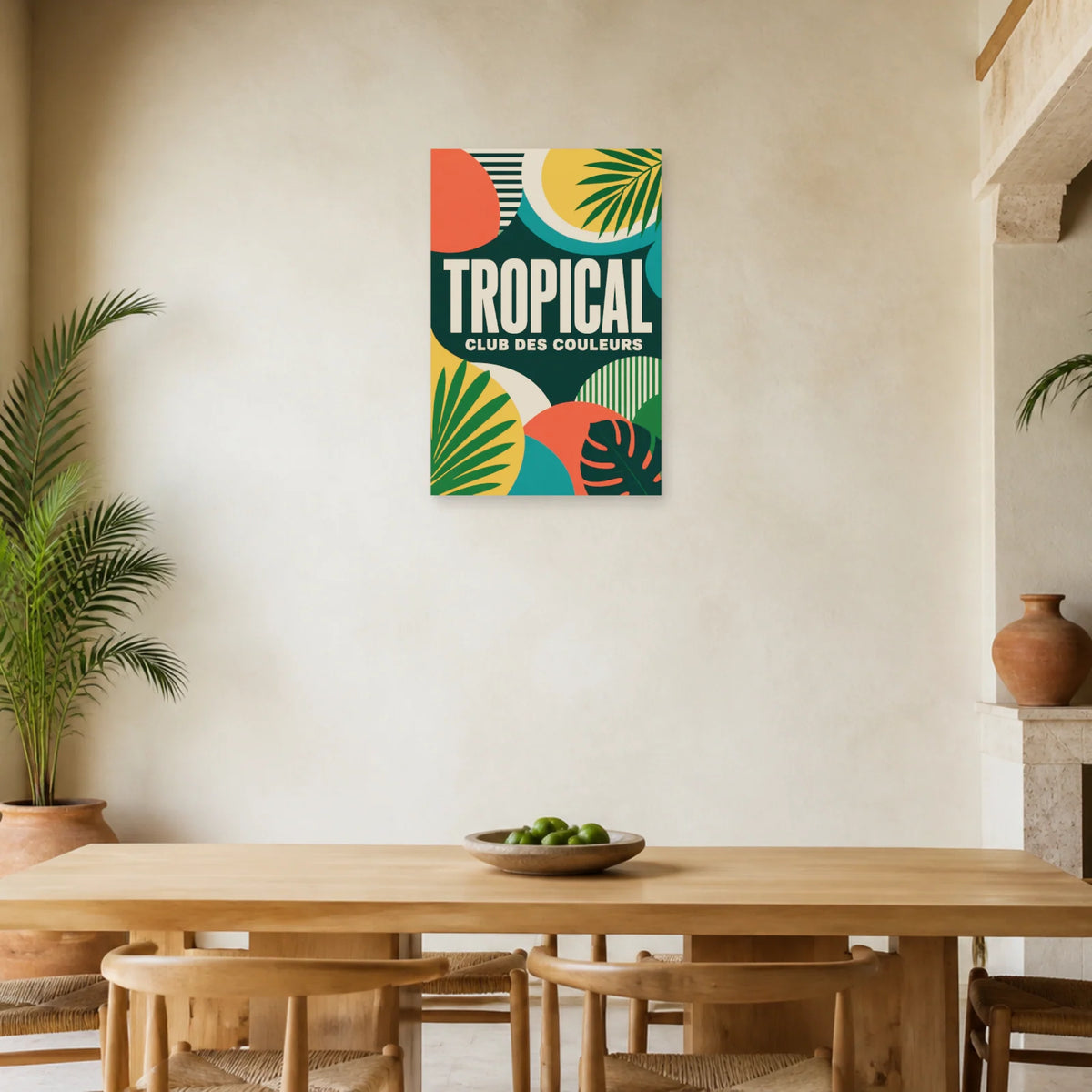 Affiche Tropical Club – Couleurs rétro dans une salle à manger - Art Virtuoso