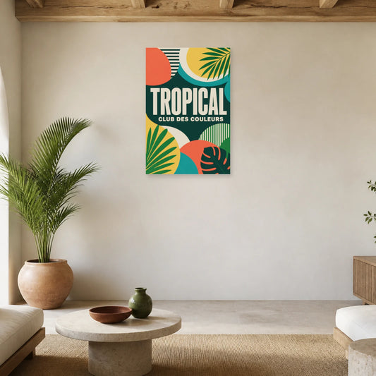 Affiche Tropical Club – Couleurs rétro dans un salon - Art Virtuoso