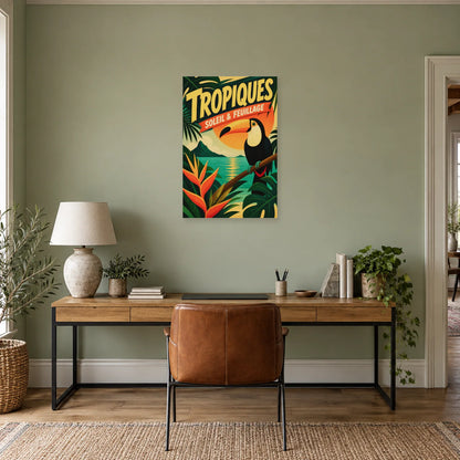 Affiche Tropiques – Soleil & Feuillage dans un bureau - Art Virtuoso