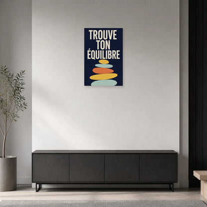 Affiche Trouve ton équilibre – Pierres modernes dans une entrée ou un couloir - Art Virtuoso