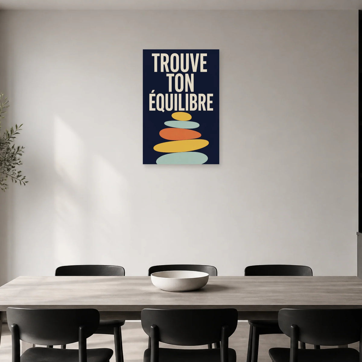 Affiche Trouve ton équilibre – Pierres modernes dans une salle à manger - Art Virtuoso