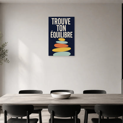 Affiche Trouve ton équilibre – Pierres modernes dans une salle à manger - Art Virtuoso