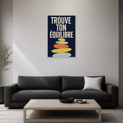 Affiche Trouve ton équilibre – Pierres modernes dans un salon - Art Virtuoso