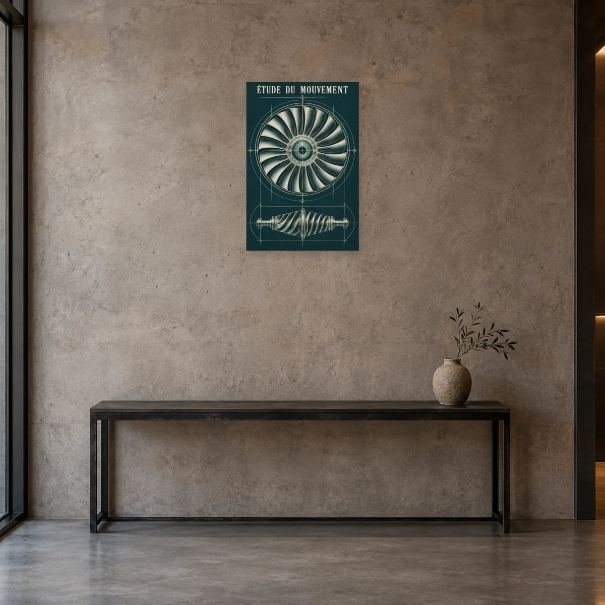 Affiche Turbine - Étude du mouvement dans une entrée ou un couloir - Art Virtuoso