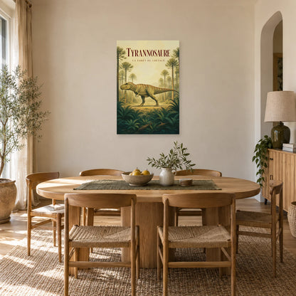 Affiche Tyrannosaure - La forêt du Crétacé dans une salle à manger - Art Virtuoso