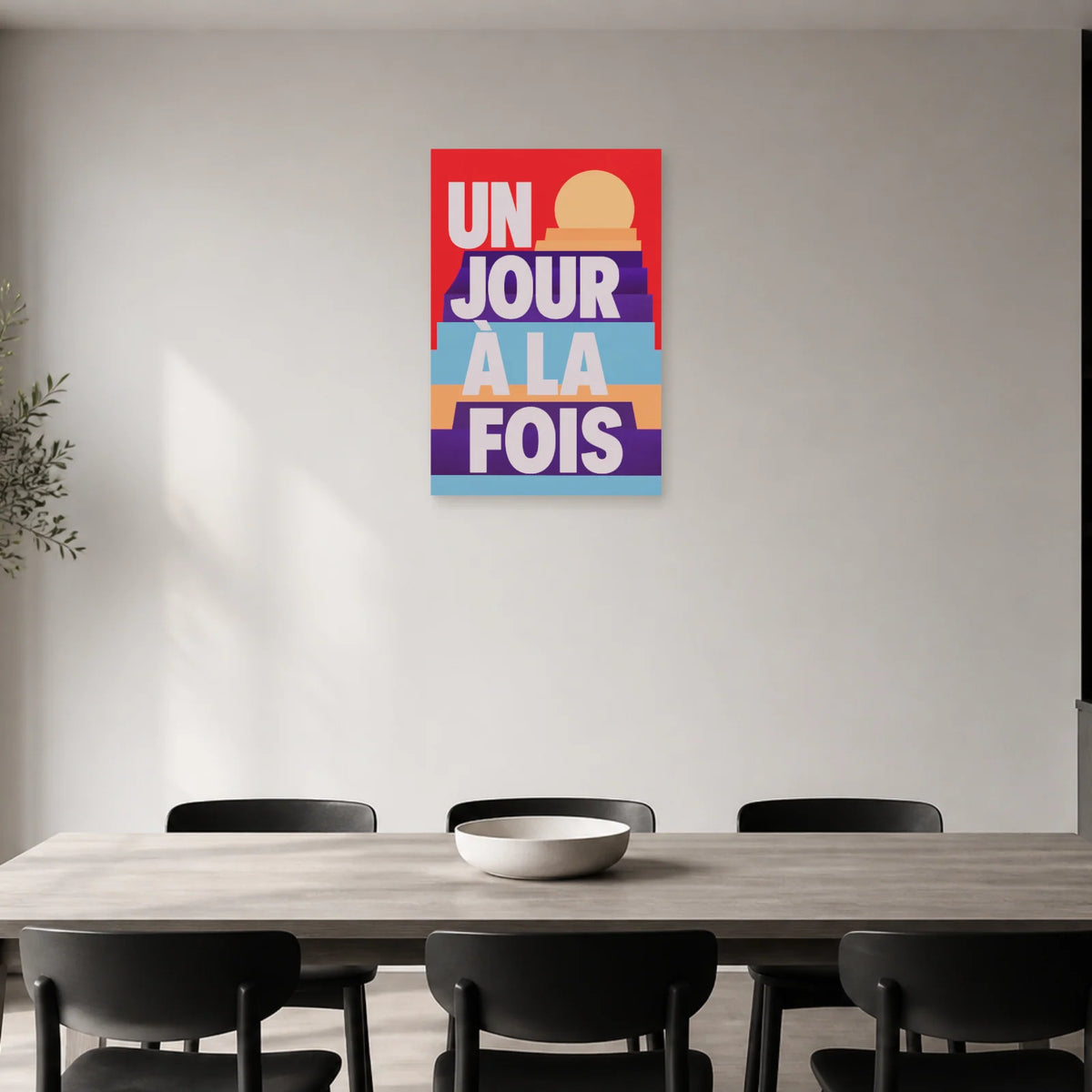 Affiche Un jour à la fois – Lever en gradins dans une salle à manger - Art Virtuoso
