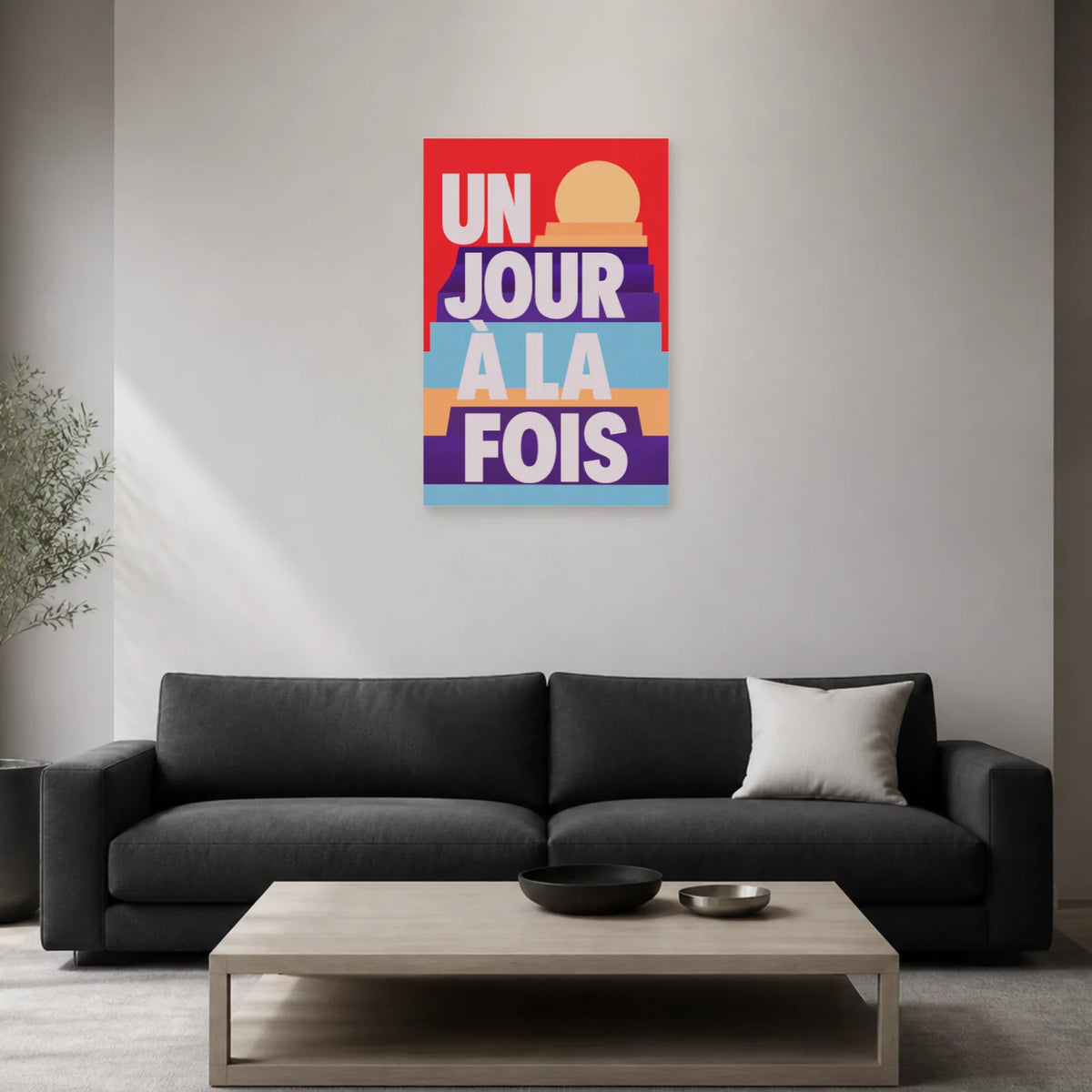 Affiche Un jour à la fois – Lever en gradins dans un salon - Art Virtuoso