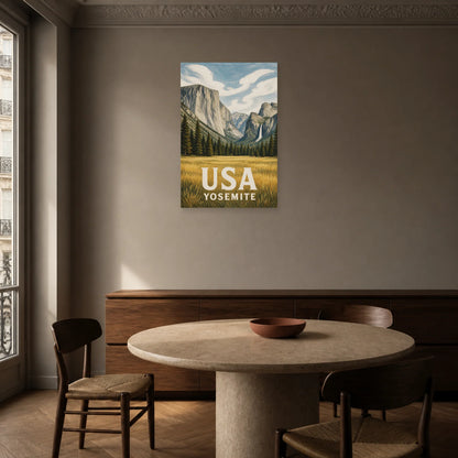 Affiche USA – Yosemite dans une salle à manger - Art Virtuoso