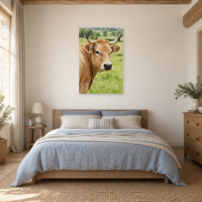 Affiche Vache Aubrac - Regard des prés dans une chambre - Art Virtuoso