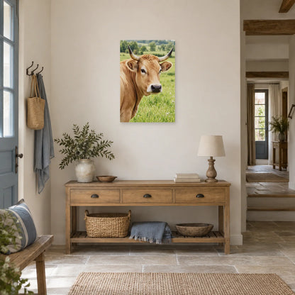 Affiche Vache Aubrac - Regard des prés dans une entrée ou un couloir - Art Virtuoso