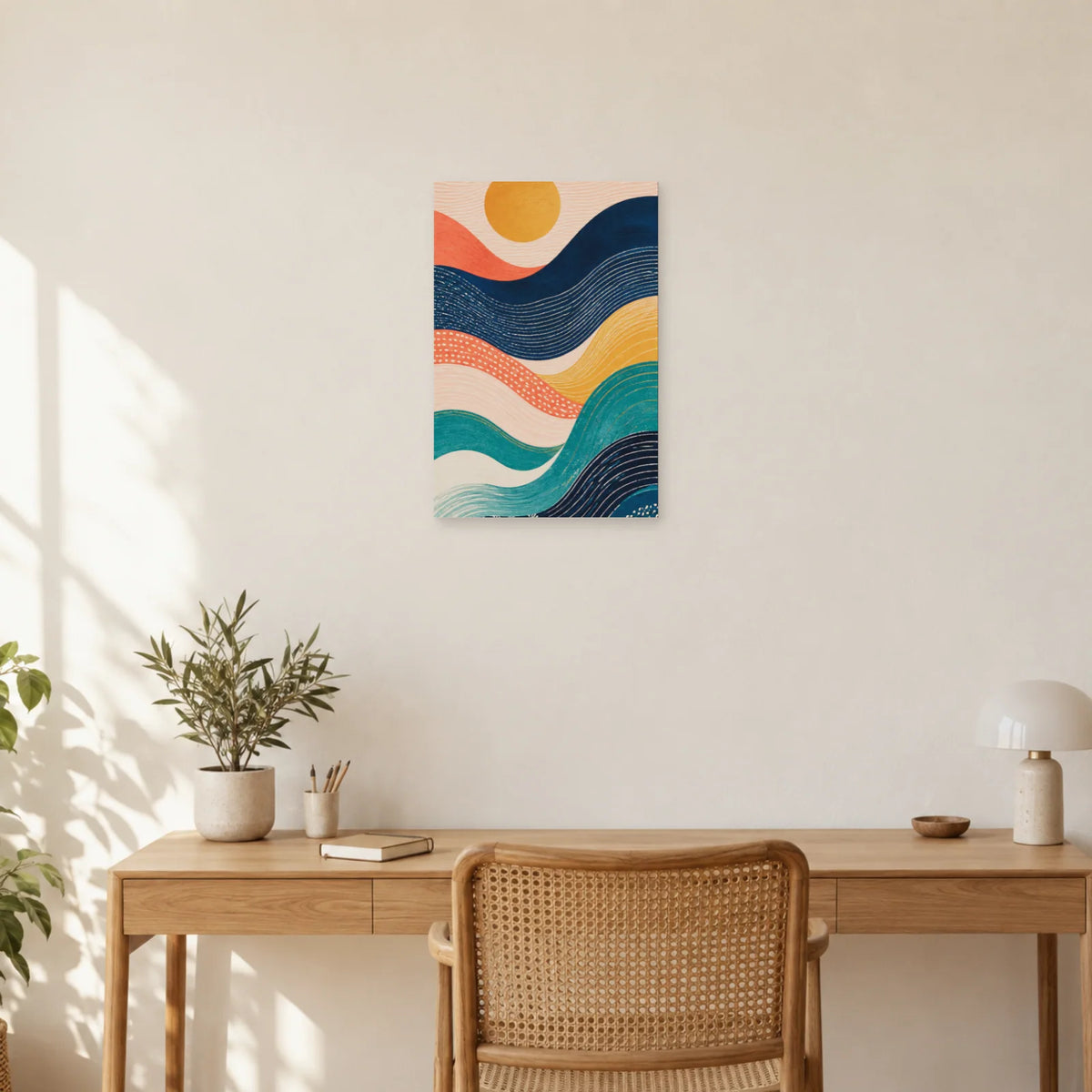 Affiche Vagues organiques bohèmes dans un bureau - Art Virtuoso