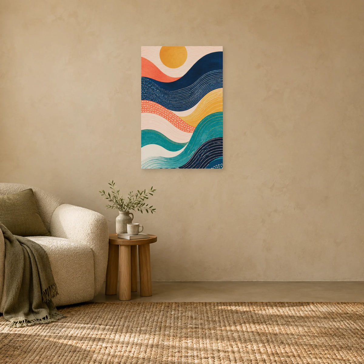 Affiche Vagues organiques bohèmes dans un salon - Art Virtuoso