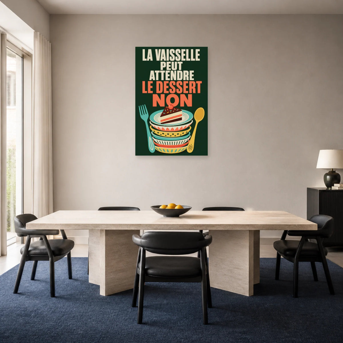 Affiche La vaisselle peut attendre – Le dessert non dans une salle à manger - Art Virtuoso