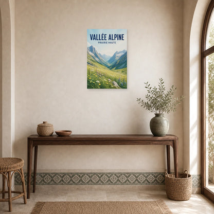 Affiche Vallée Alpine – Prairie Haute dans une entrée ou un couloir - Art Virtuoso