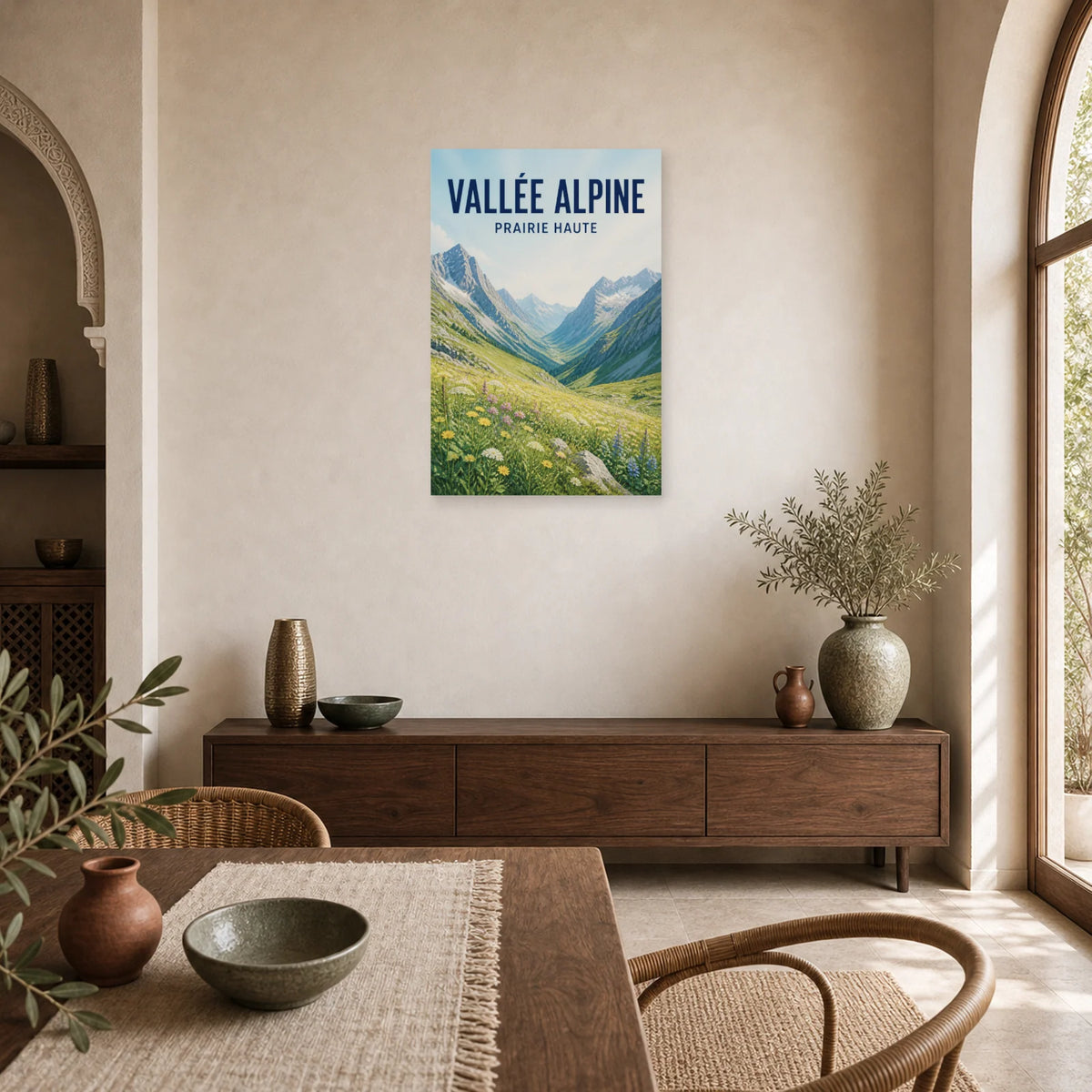 Affiche Vallée Alpine – Prairie Haute dans une salle à manger - Art Virtuoso