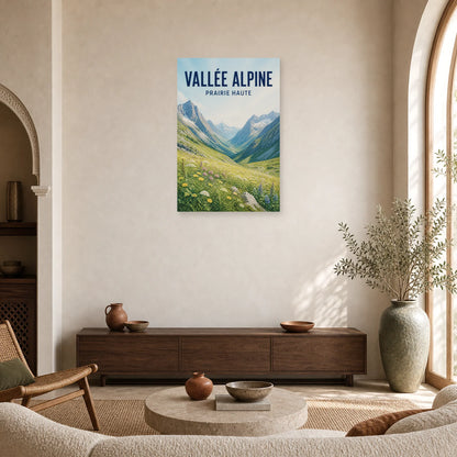 Affiche Vallée Alpine – Prairie Haute dans un salon - Art Virtuoso
