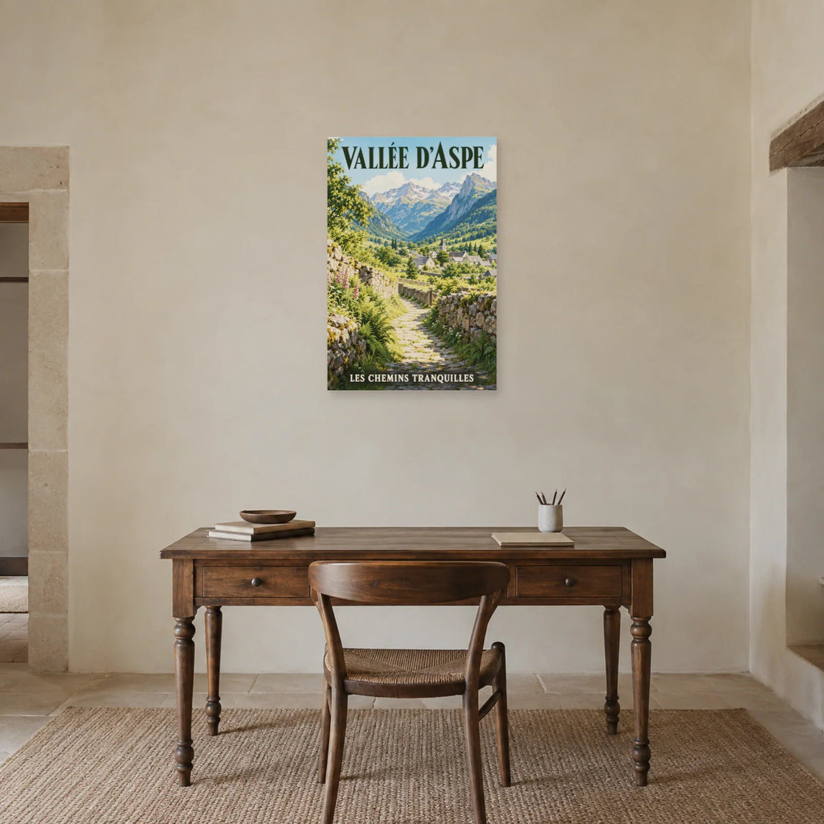 Affiche Vallée d'Aspe - Chemin de pierre dans un bureau - Art Virtuoso