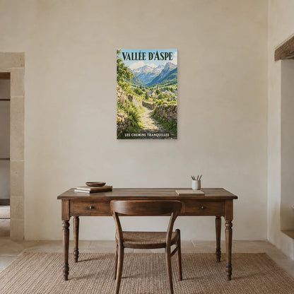 Affiche Vallée d'Aspe - Chemin de pierre dans un bureau - Art Virtuoso