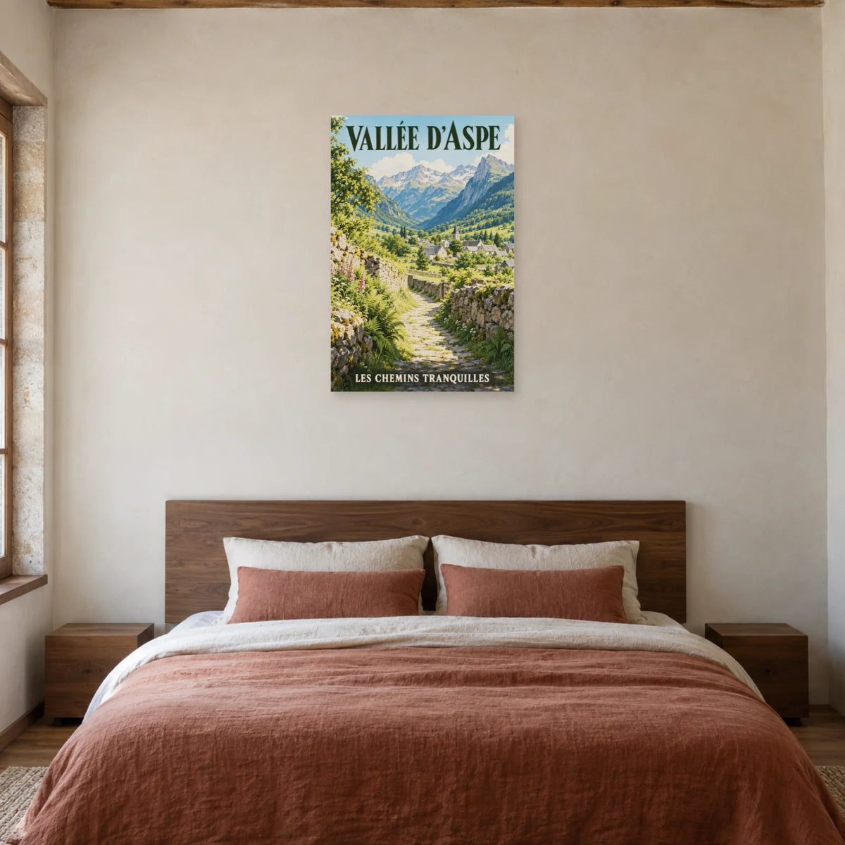 Affiche Vallée d'Aspe - Chemin de pierre dans une chambre - Art Virtuoso