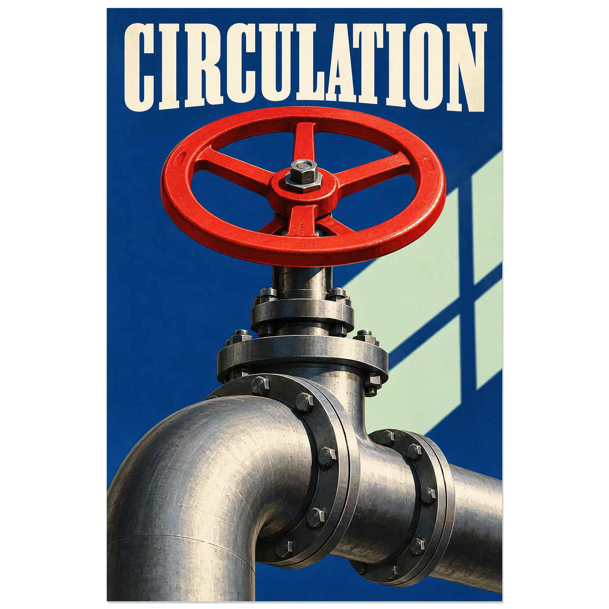 Vanne rouge sous le titre CIRCULATION, affiche 30 × 45 cm