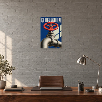 Affiche Vanne rouge - Circulation dans un bureau - Art Virtuoso