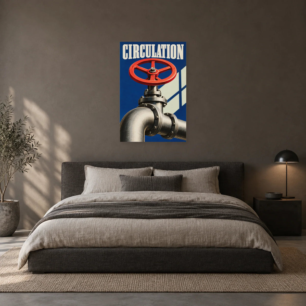 Affiche Vanne rouge - Circulation dans une chambre - Art Virtuoso