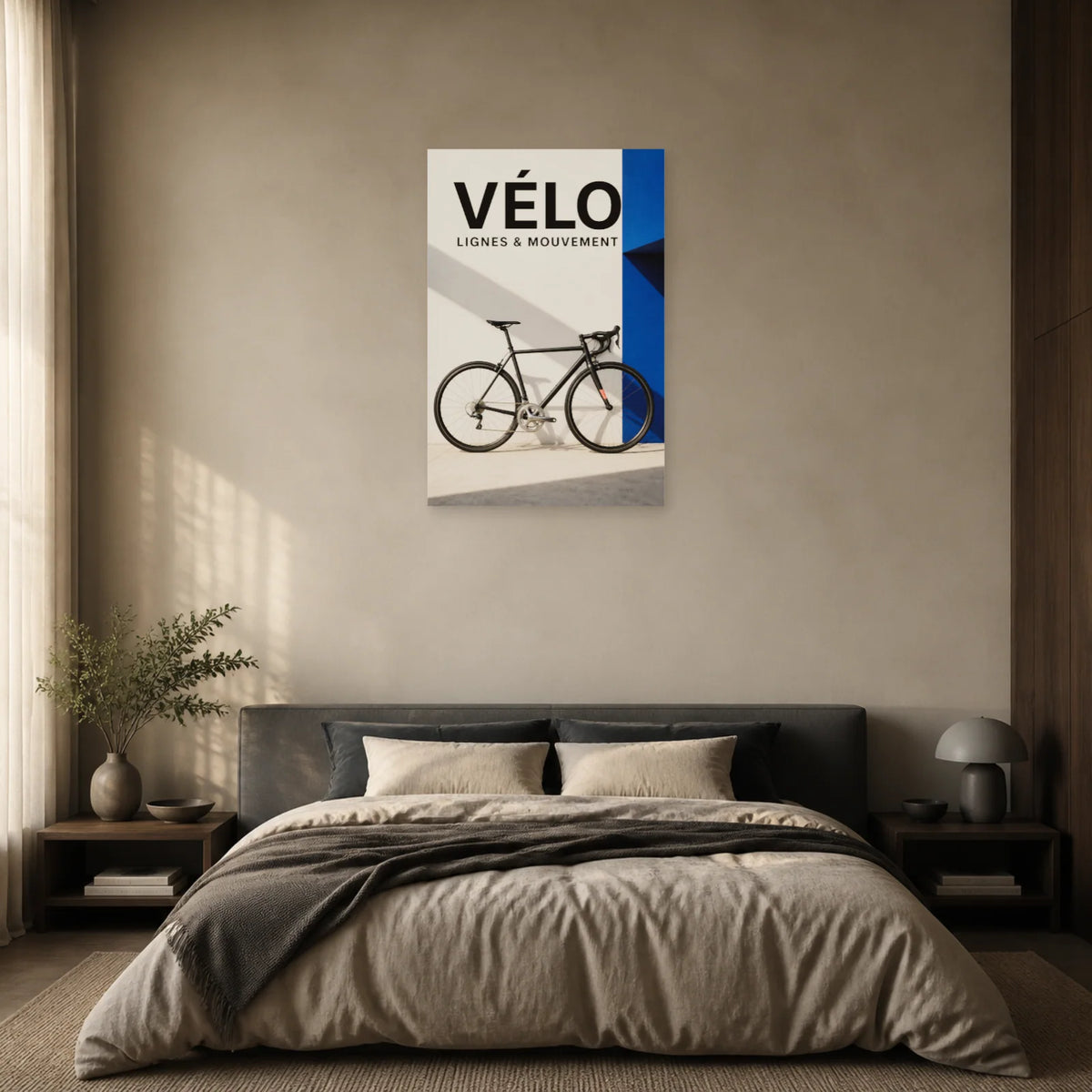Affiche Vélo minimaliste – Lignes et mouvement dans une chambre - Art Virtuoso