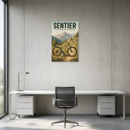 Affiche VTT montagne – Sentier dans un bureau - Art Virtuoso