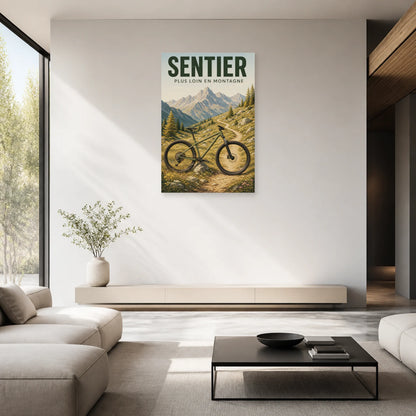 Affiche VTT montagne – Sentier dans un salon - Art Virtuoso