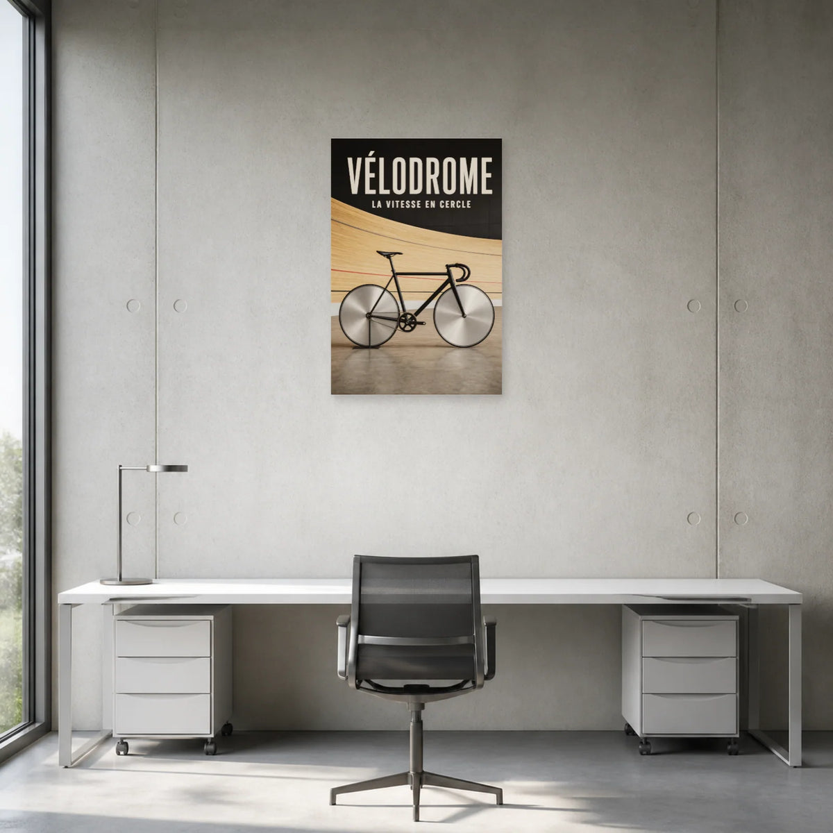 Affiche Vélo de piste – Vélodrome dans un bureau - Art Virtuoso