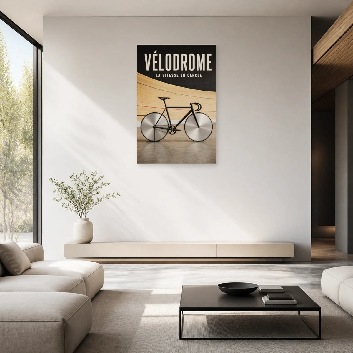 Affiche Vélo de piste – Vélodrome dans un salon - Art Virtuoso