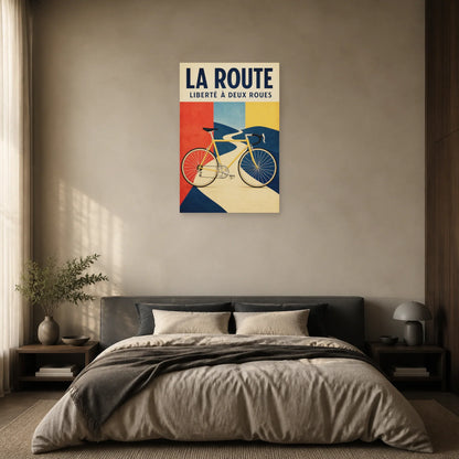 Affiche Vélo vintage – La route en liberté dans une chambre - Art Virtuoso