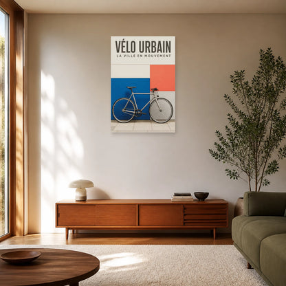 Affiche Vélo urbain – La ville en mouvement dans un salon - Art Virtuoso