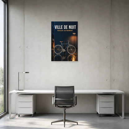 Affiche Vélo de nuit – Rouler autrement dans un bureau - Art Virtuoso