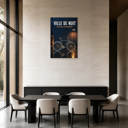Affiche Vélo de nuit – Rouler autrement dans une salle à manger - Art Virtuoso