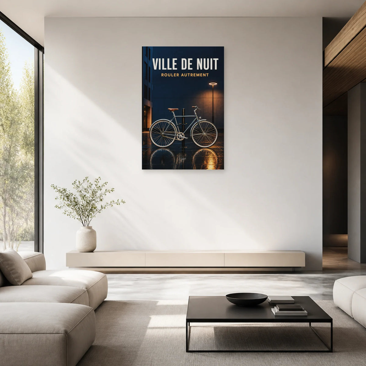 Affiche Vélo de nuit – Rouler autrement dans un salon - Art Virtuoso
