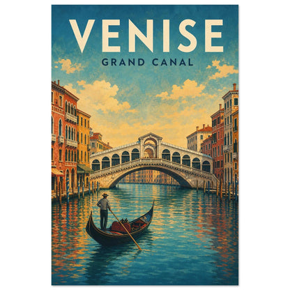 Affiche Venise – Grand Canal, illustration verticale sérigraphie picturale, format 60 × 90 cm