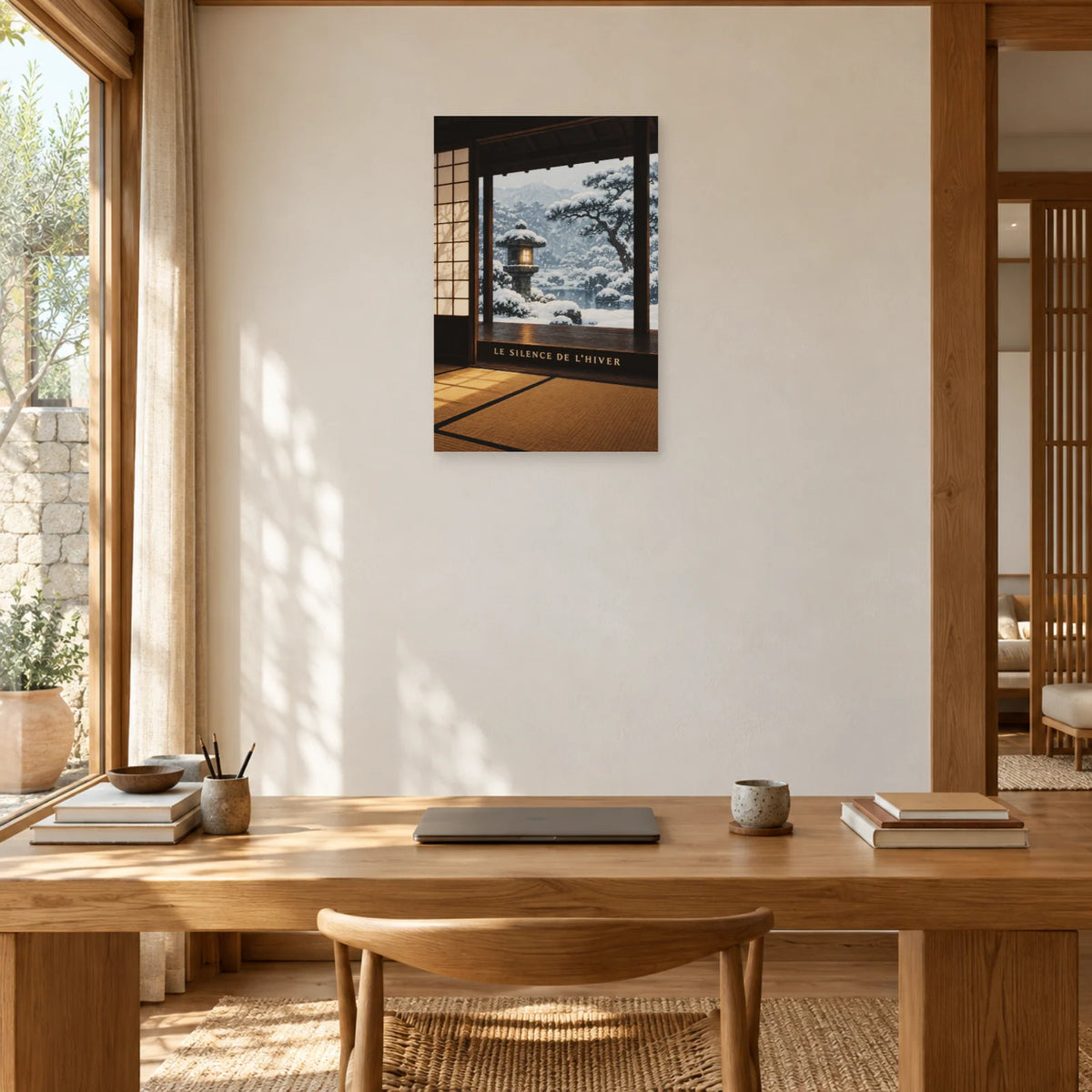 Affiche Véranda japonaise - Silence d'hiver dans un bureau - Art Virtuoso