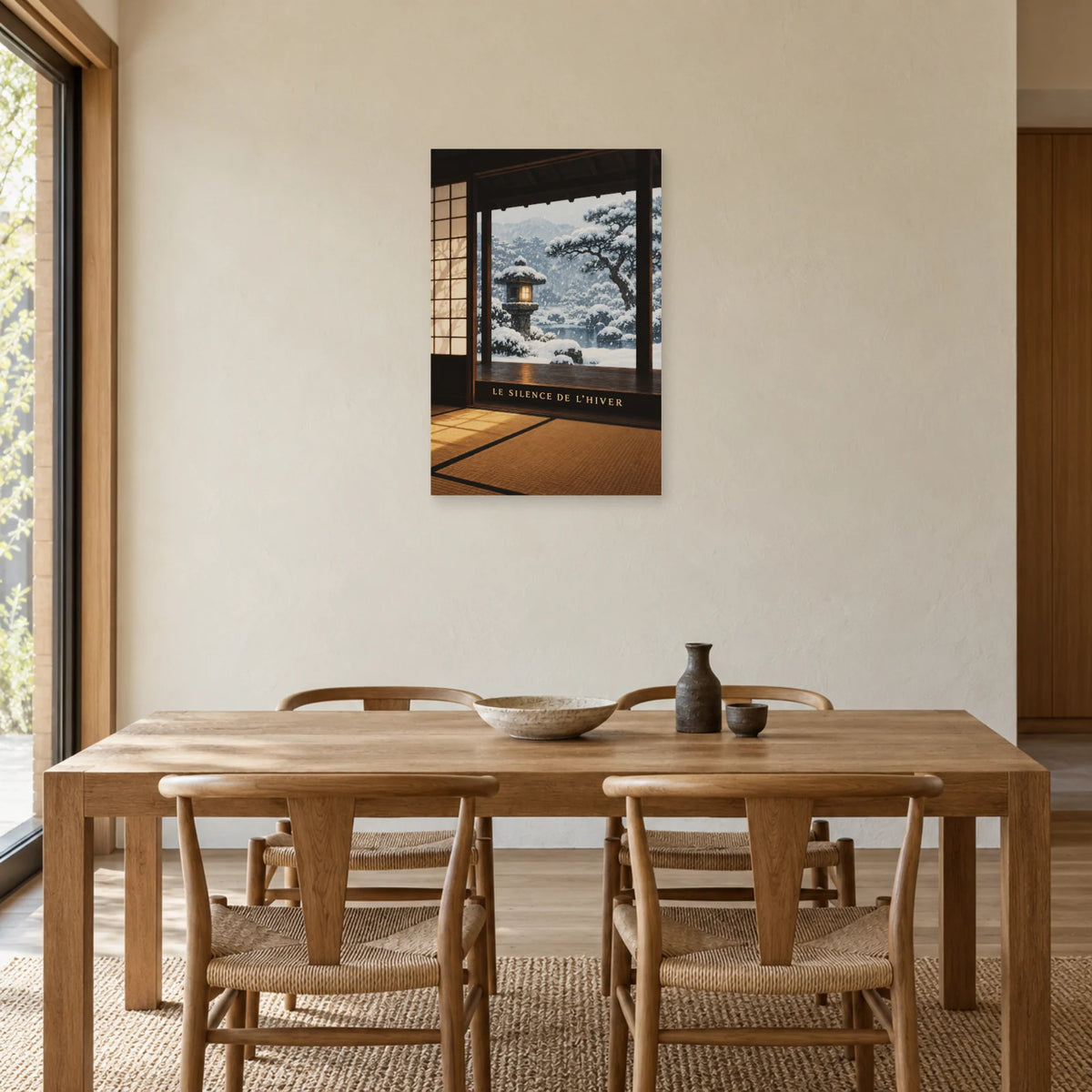 Affiche Véranda japonaise - Silence d'hiver dans une salle à manger - Art Virtuoso