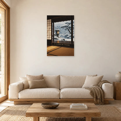 Affiche Véranda japonaise - Silence d'hiver dans un salon - Art Virtuoso