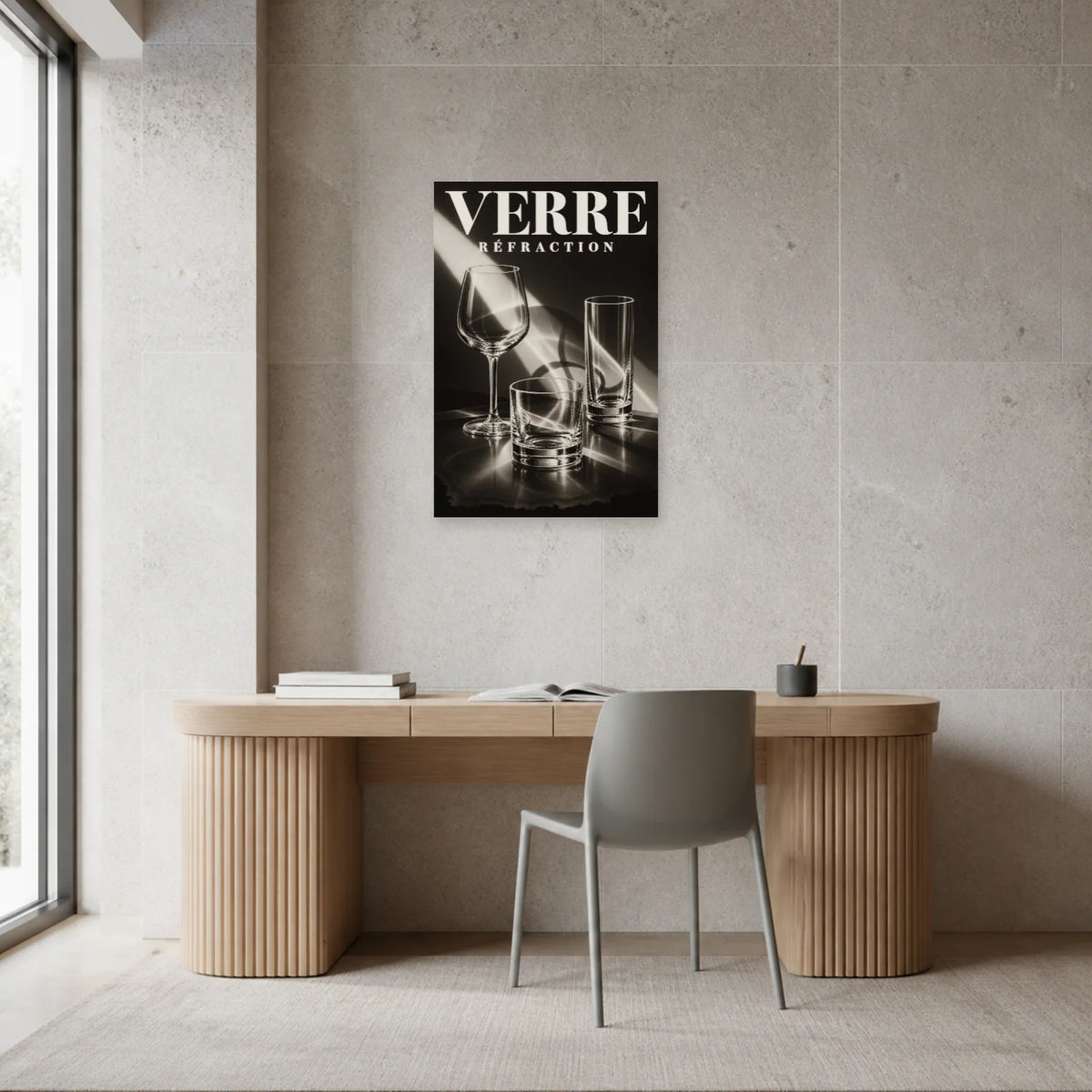 Affiche Verre – Réfraction dans un bureau - Art Virtuoso